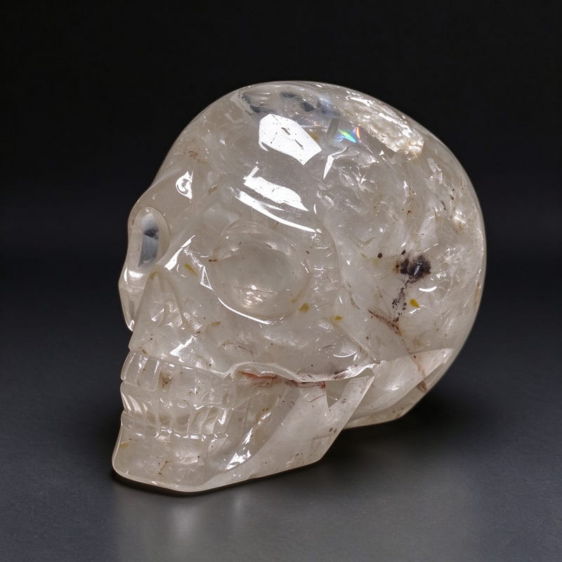 4.8″ Hand Carved Natural Clear Quartz Crystal Skull — Clear Quartz carved skull by CRYSKULL