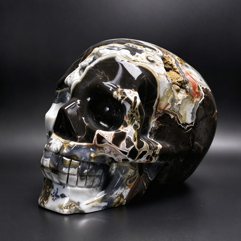 4.7″ Hand Carved Natural Mexican Agate Crystal Skull — Mexican Agate carved skull by CRYSKULL