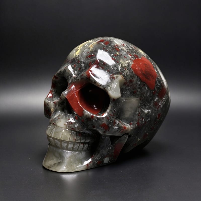 5.0″ Hand Carved Natural African Bloodstone Crystal Skull — African Bloodstone carved skull by CRYSKULL