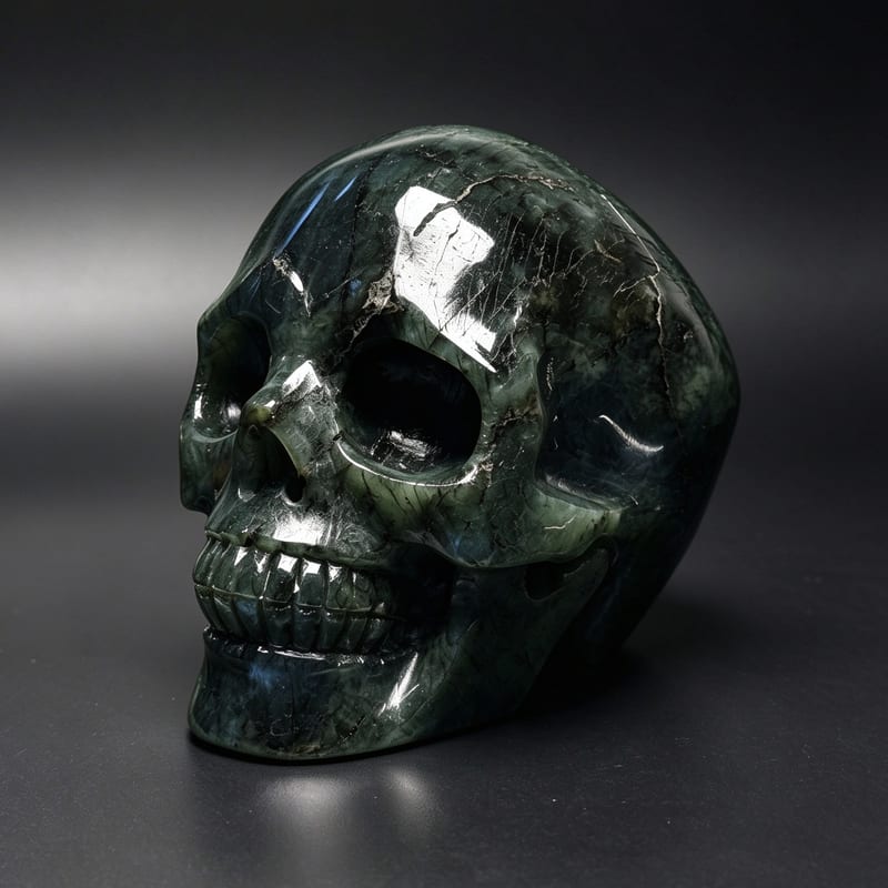 4.4″ Hand Carved Natural Labradorite Crystal Skull — Labradorite carved skull by CRYSKULL