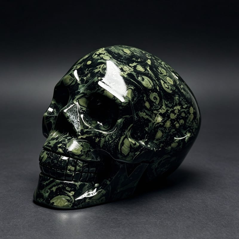 4.8″ Hand Carved Natural Kambaba Jasper Crystal Skull — Kambaba Jasper carved skull by CRYSKULL