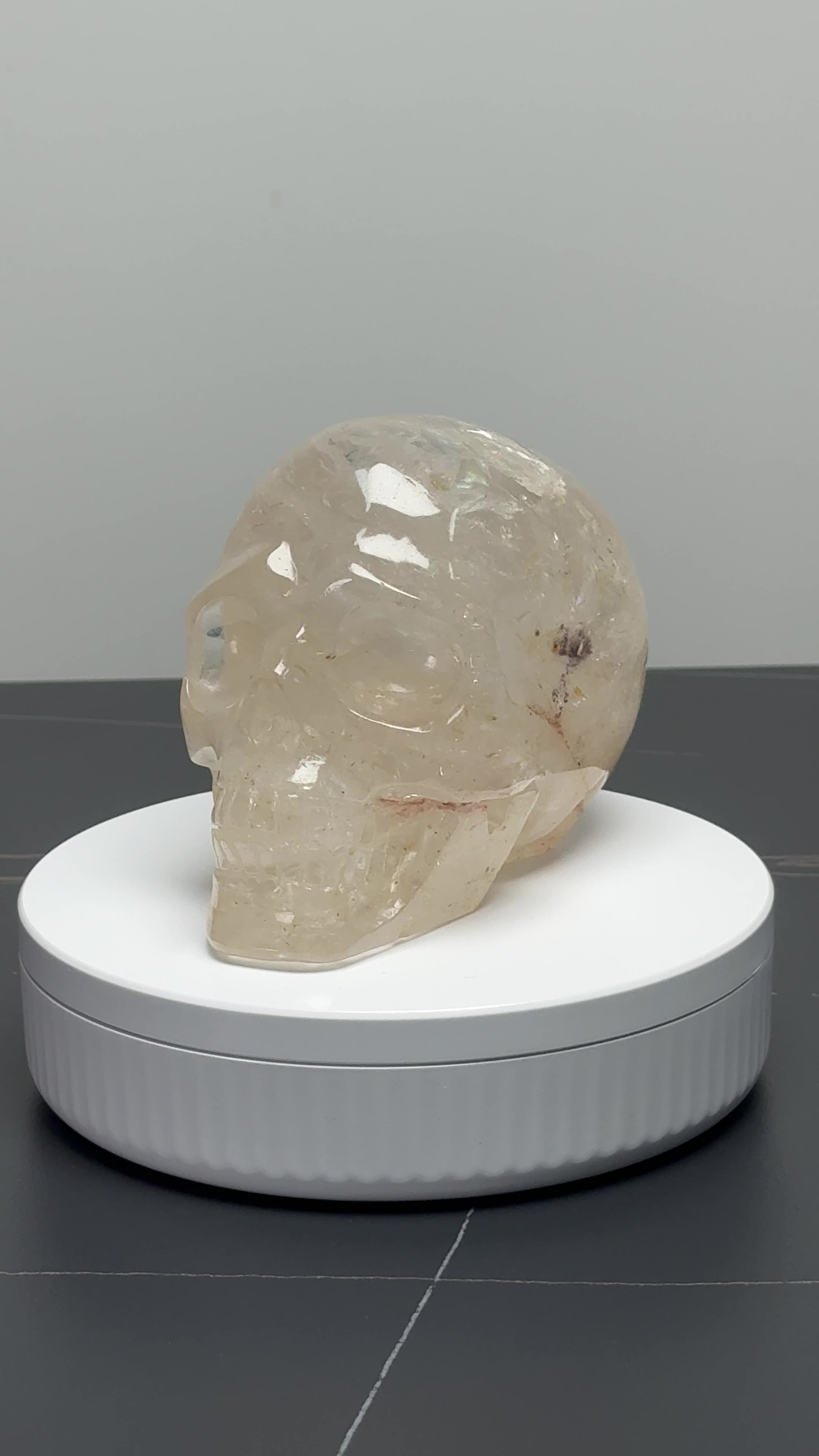 4.8″ Hand Carved Natural Clear Quartz Crystal Skull — Clear Quartz carved skull by CRYSKULL