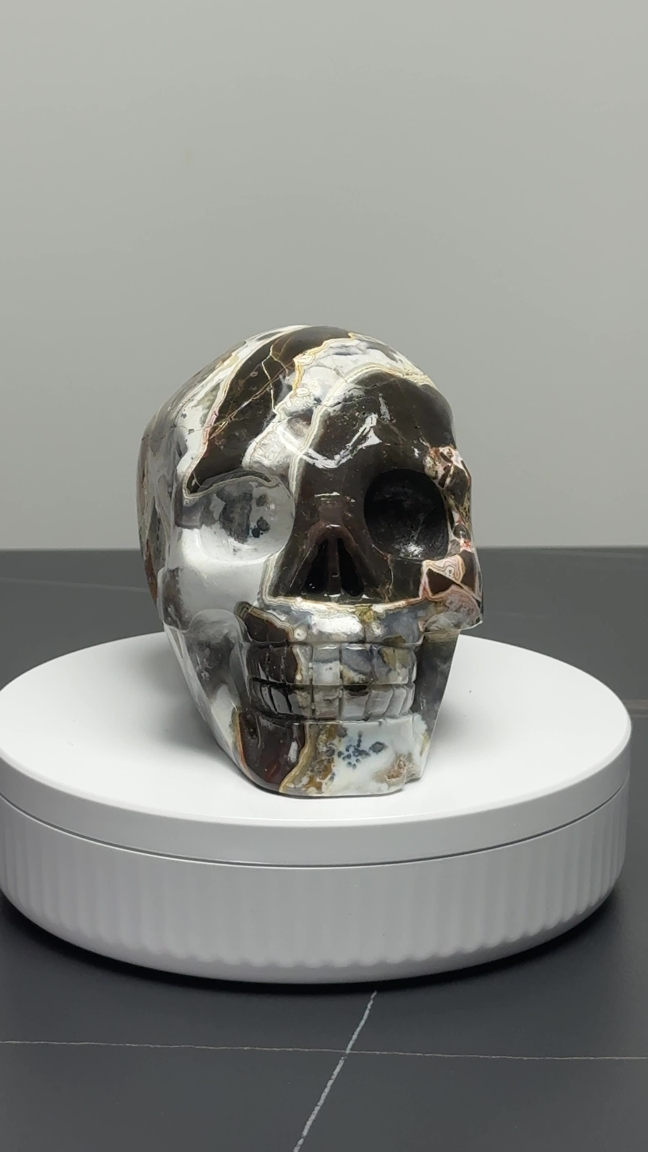 4.7″ Hand Carved Natural Mexican Agate Crystal Skull — Mexican Agate carved skull by CRYSKULL