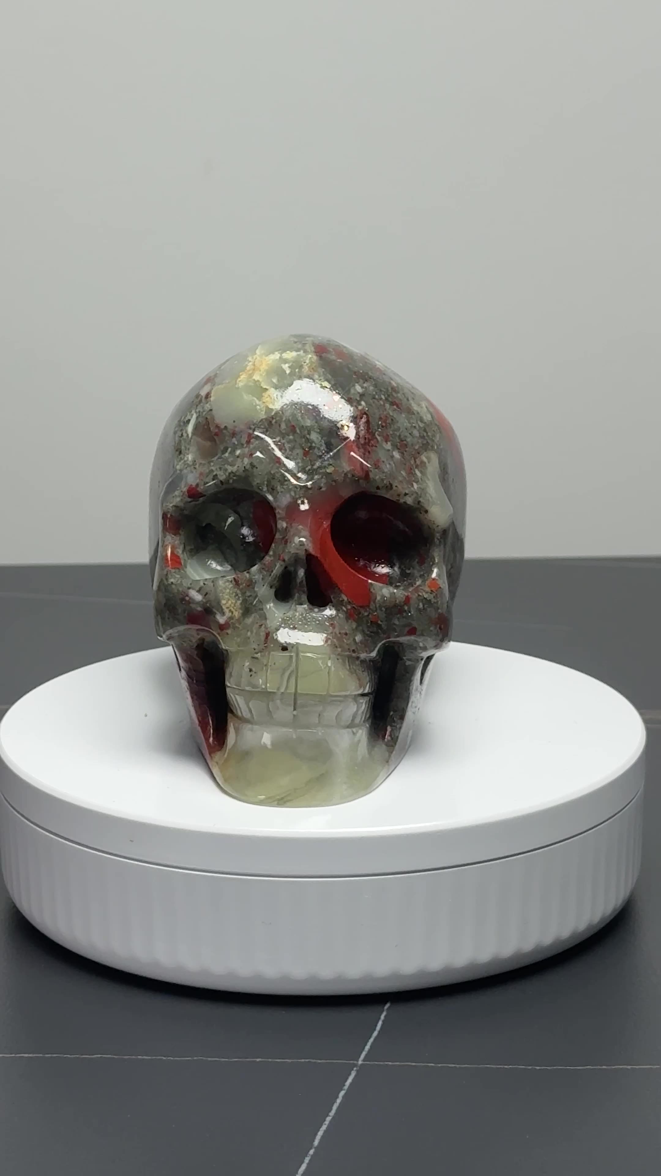 5.0″ Hand Carved Natural African Bloodstone Crystal Skull — African Bloodstone carved skull by CRYSKULL