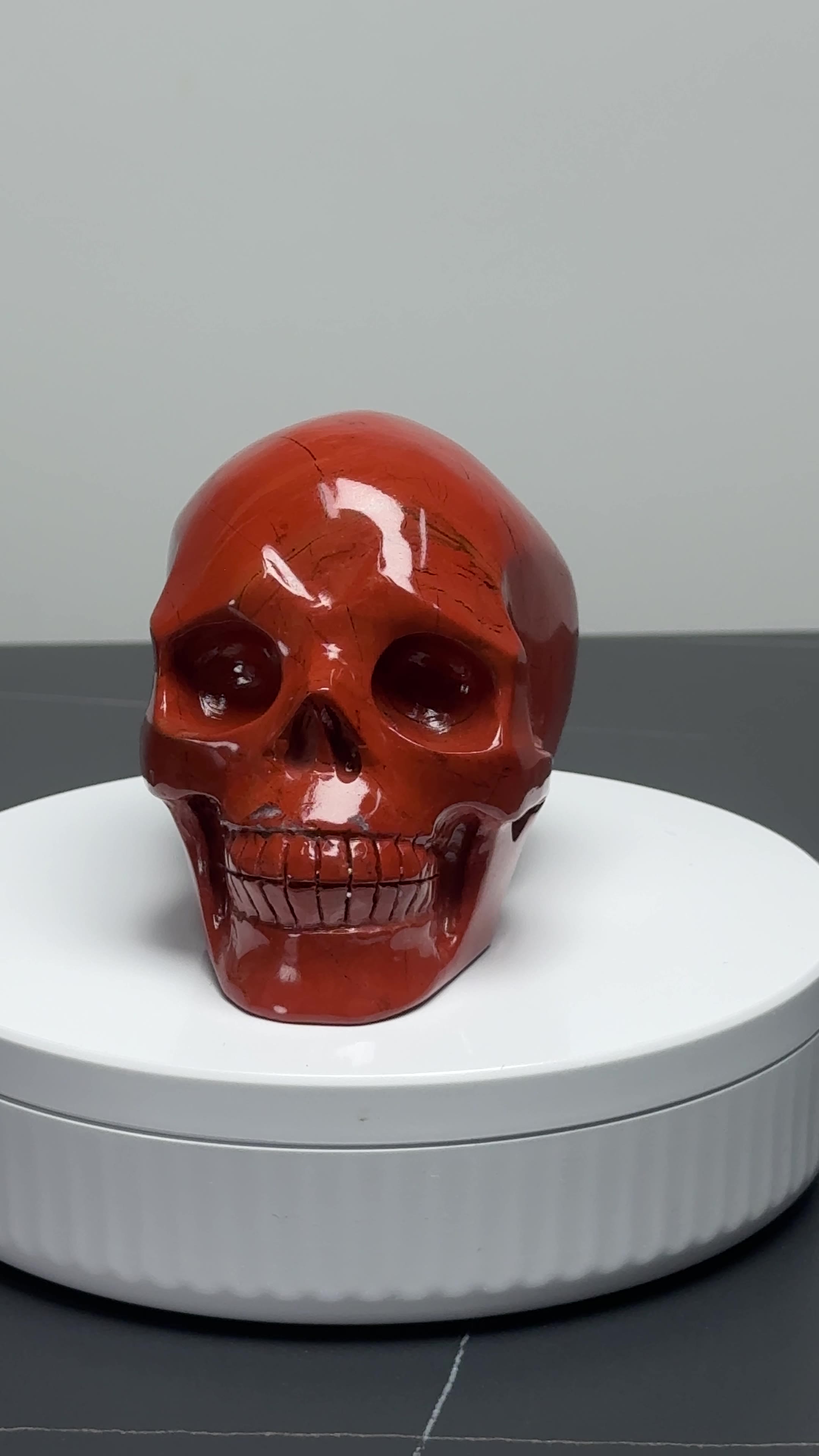 3.9″ Hand Carved Natural Red Jasper Crystal Skull — Red Jasper carved skull by CRYSKULL